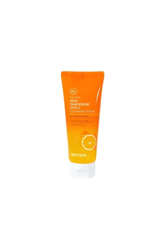 PRETTYSKIN The Pure Jeju Tangerine Vita C Cleansing foam - Refreshing and soft face wash with creamy foam 5.07fl.oz.(150ml) (Cleansing Foam) - Image 2