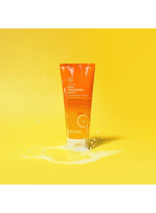PRETTYSKIN The Pure Jeju Tangerine Vita C Cleansing foam - Refreshing and soft face wash with creamy foam 5.07fl.oz.(150ml) (Cleansing Foam) - Image 1