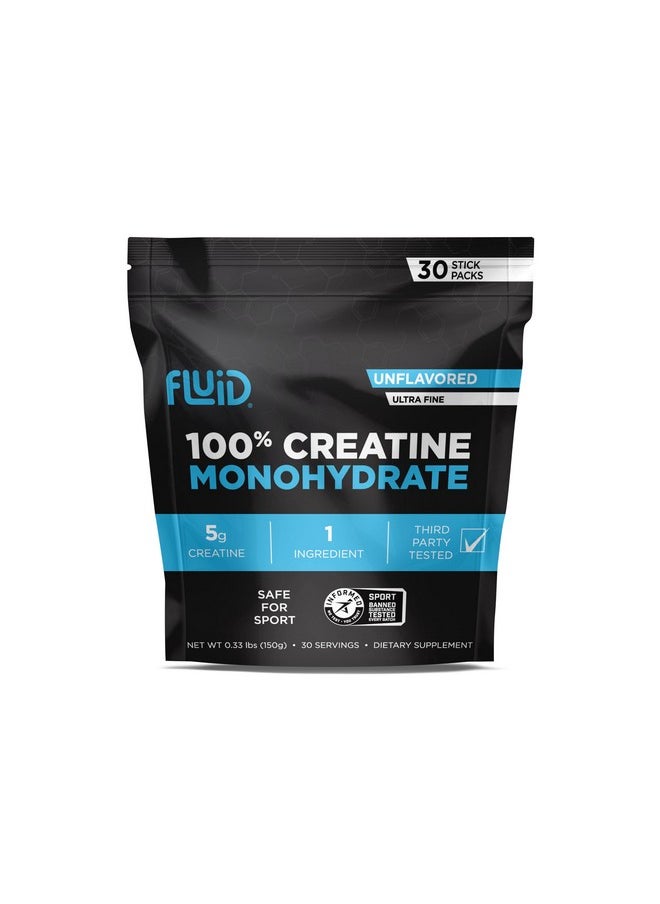 Fluid - - Ultra-Fine Micronized 100% Creatine Monohydrate, Informed Sport Certified, Safe For Athletes, 5G Serving (30 Single Servings) - Image 1