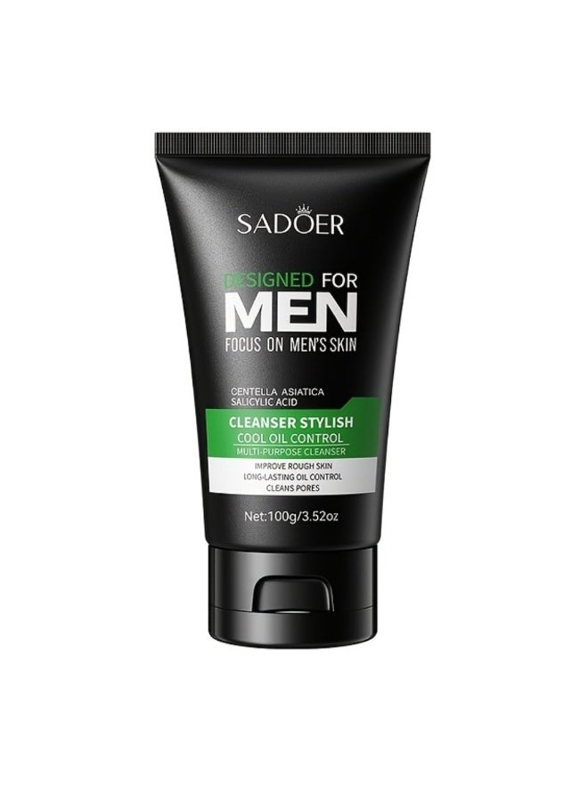 SADOER Men's Face Cleanser 100G Centella Asiatica Salicylic Acid Facial Cleanser for Men Deep Cleaning Oil Control Clean Pores Stylish Men Face Wash - Image 1
