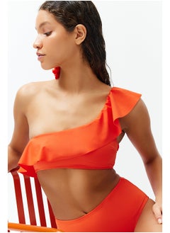 trendyol Red One-Shoulder Frilly Bikini Top TBESS21BU0039  - Image 2