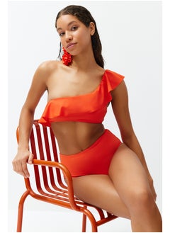 trendyol Red One-Shoulder Frilly Bikini Top TBESS21BU0039  - Image 3