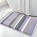 Buganda Microfiber Striped Bathroom Rugs Bath Mat (Purple-Grey, 17"x24") Extra Thick, Soft and Shaggy, Absorbent, - Image 2