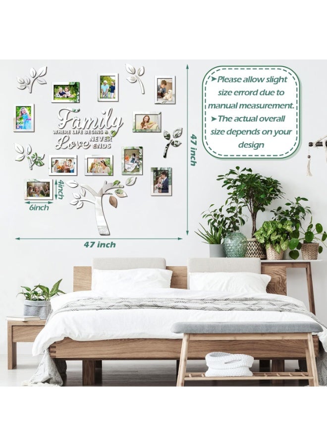 Bukela Family Tree Wall Decal Acrylic 3D DIY Mirror Sticker Photo Frames Removable Wall Art Decals Home Decorations for Living Room Bedroom Kitchen Dining Office, 47 x 47 Inch(Silver) - Image 4