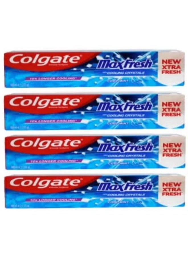 Colgate 4 Pcs MaxFresh Cooling Crystals Fluoride Toothpaste Blue 100ml - Image 1