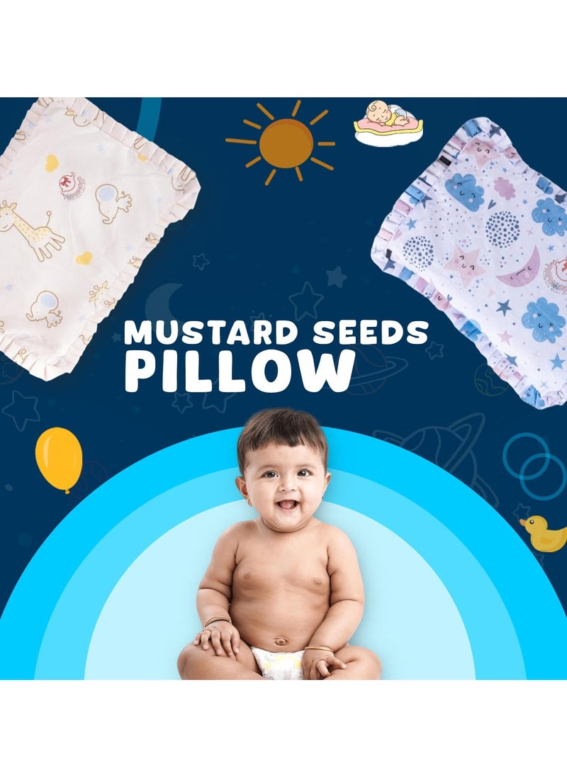 mamamore - MAMAMORO Mustard Seeds Pillow for Newborn Baby with Pillow Cover Rai Mustard Seeds Pillow Head Shaping Mustard Seed Rai Pillow for 0-12 Months Infant Kids Space Printed Pillow - Image 1