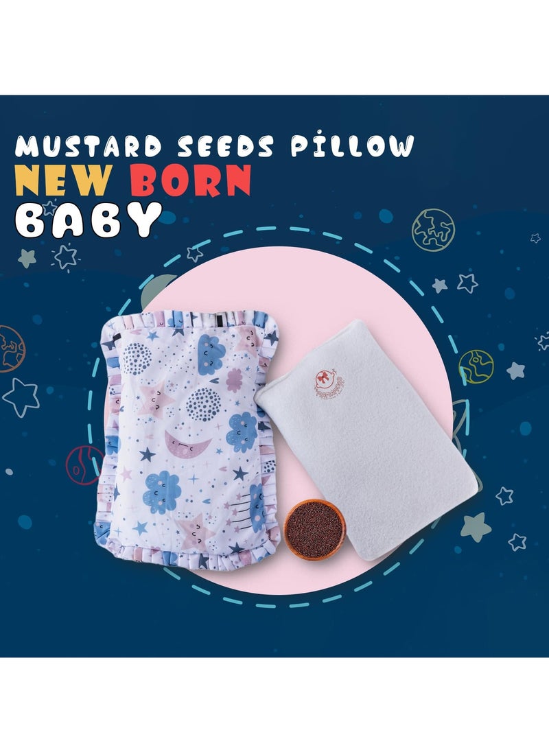 mamamore - MAMAMORO Mustard Seeds Pillow for Newborn Baby with Pillow Cover Rai Mustard Seeds Pillow Head Shaping Mustard Seed Rai Pillow for 0-12 Months Infant Kids Space Printed Pillow - Image 1