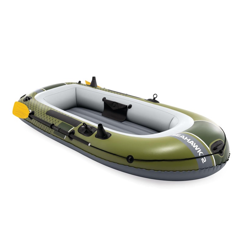 INTEX 66332EP Seahawk 2 Inflatable Boat Set: Includes Deluxe 48in Aluminum Oars and High-Output Pump â€“ SuperStrong PVC â€“ Fishing Rod Holders â€“ 2-Person â€“ 520lb Weight Capacity - Image 2