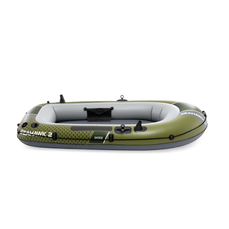 INTEX 66332EP Seahawk 2 Inflatable Boat Set: Includes Deluxe 48in Aluminum Oars and High-Output Pump â€“ SuperStrong PVC â€“ Fishing Rod Holders â€“ 2-Person â€“ 520lb Weight Capacity - Image 3