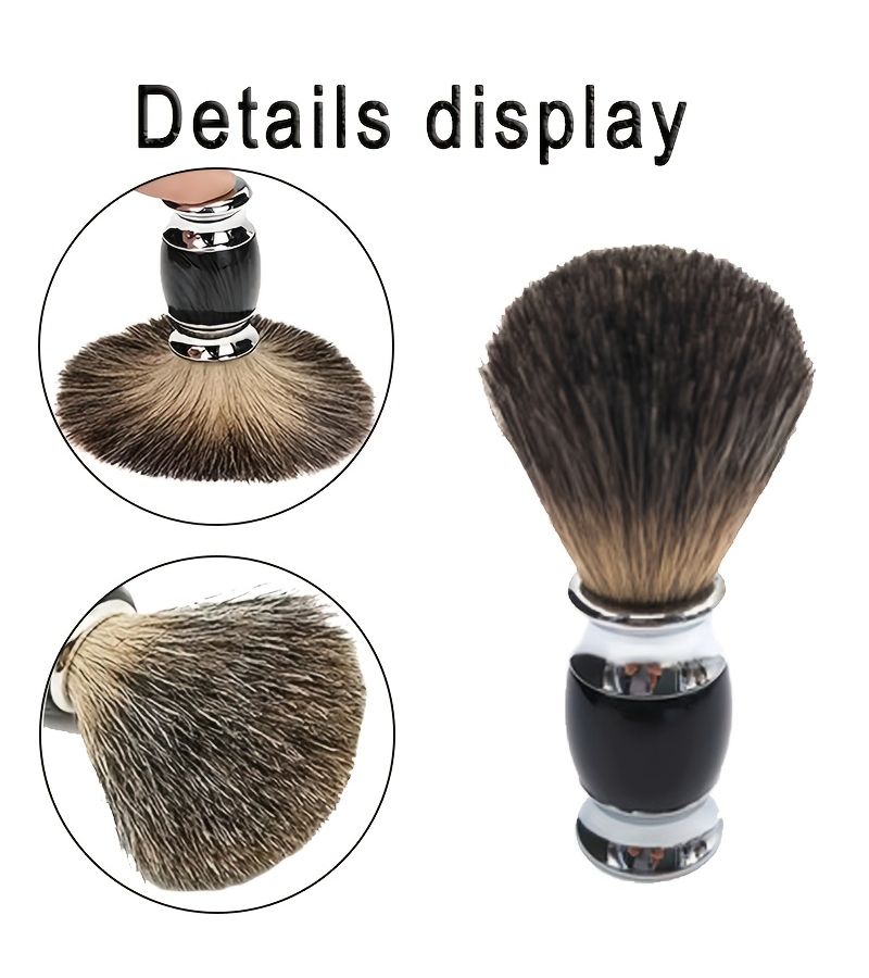 Men Ergonomic Black Badger Hair Shaving Brush Durable Facial Cleansing Tool - Image 5