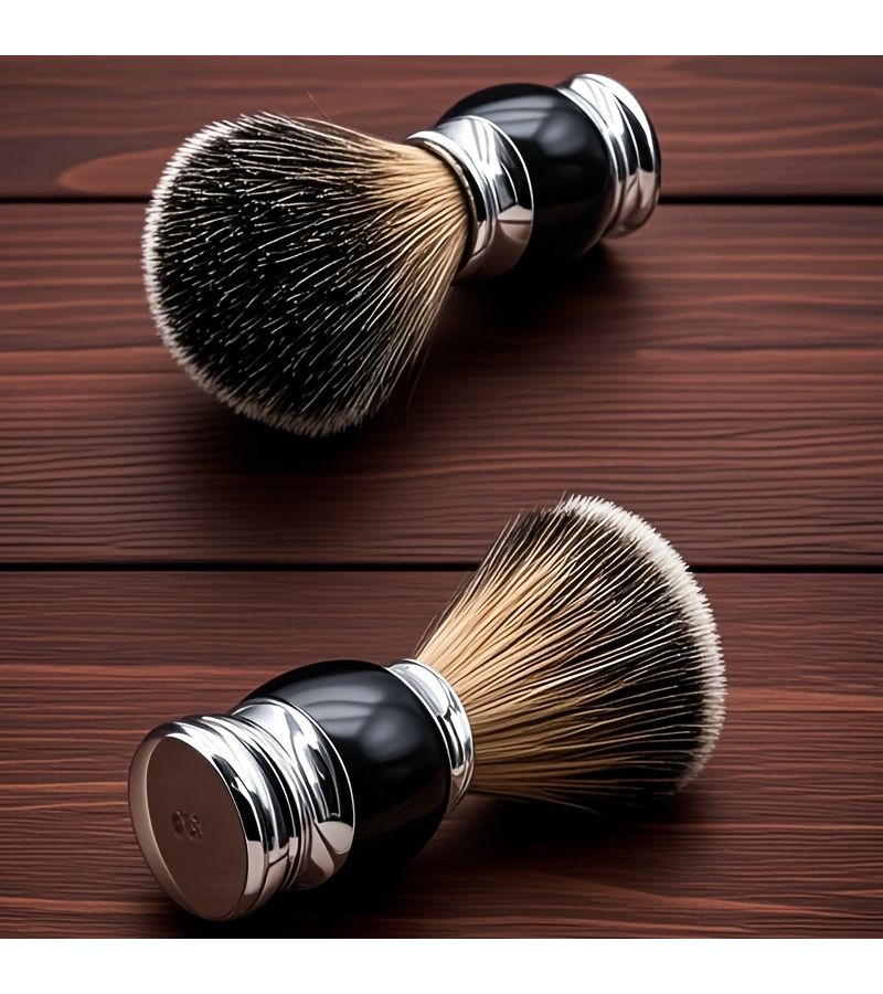 Men Ergonomic Black Badger Hair Shaving Brush Durable Facial Cleansing Tool - Image 3