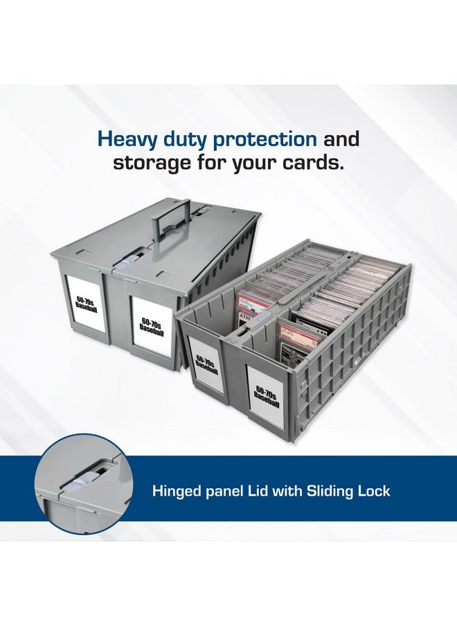 BCW - BCW 2-Row Graded Collectible Card Bin - Gray | Stackable, Acid-Free Plastic Trading Card Box | Customizable Card Storage with Additional Partitions | Compatible with PSA, BGS, SGC, CSG, HGA (Single) - Image 1