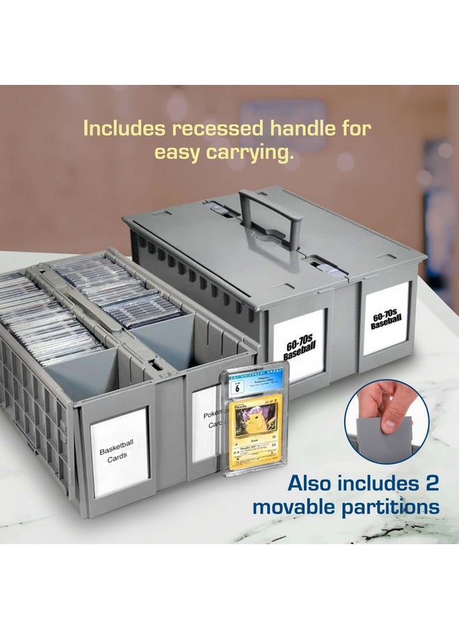 BCW - BCW 2-Row Graded Collectible Card Bin - Gray | Stackable, Acid-Free Plastic Trading Card Box | Customizable Card Storage with Additional Partitions | Compatible with PSA, BGS, SGC, CSG, HGA (Single) - Image 1
