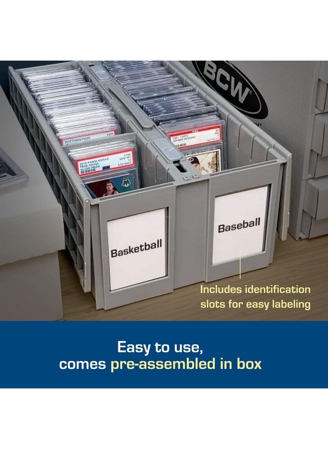BCW - BCW 2-Row Graded Collectible Card Bin - Gray | Stackable, Acid-Free Plastic Trading Card Box | Customizable Card Storage with Additional Partitions | Compatible with PSA, BGS, SGC, CSG, HGA (Single) - Image 1
