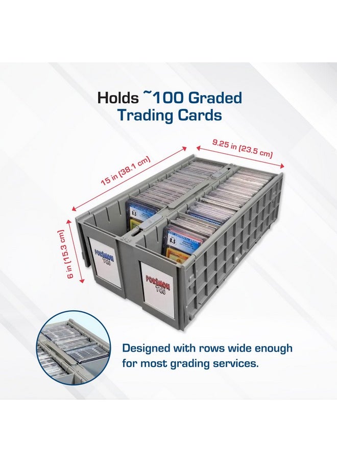 BCW - BCW 2-Row Graded Collectible Card Bin - Gray | Stackable, Acid-Free Plastic Trading Card Box | Customizable Card Storage with Additional Partitions | Compatible with PSA, BGS, SGC, CSG, HGA (Single) - Image 1