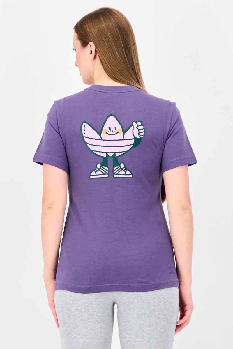adidas Originals Women Sportswear Fit Short Sleeve Outdoor Top, Purple - Image 3