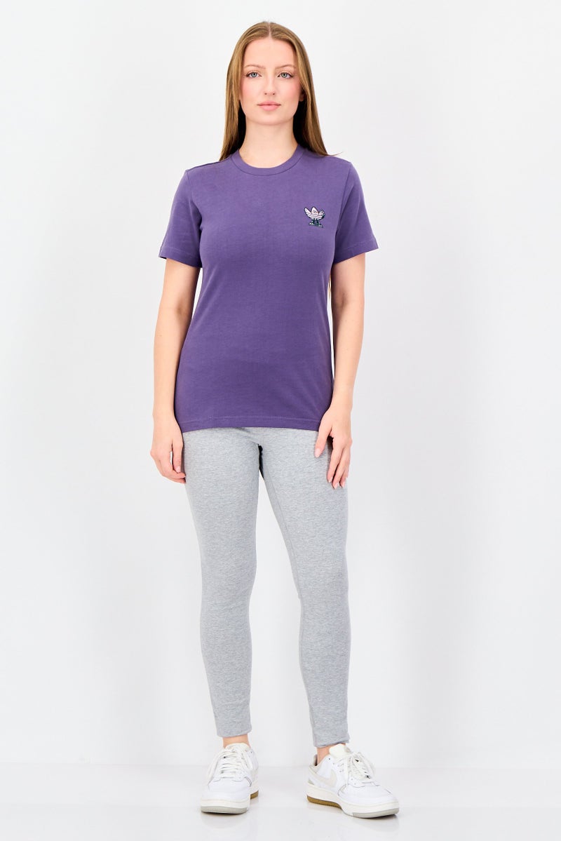 adidas Originals Women Sportswear Fit Short Sleeve Outdoor Top, Purple - Image 4