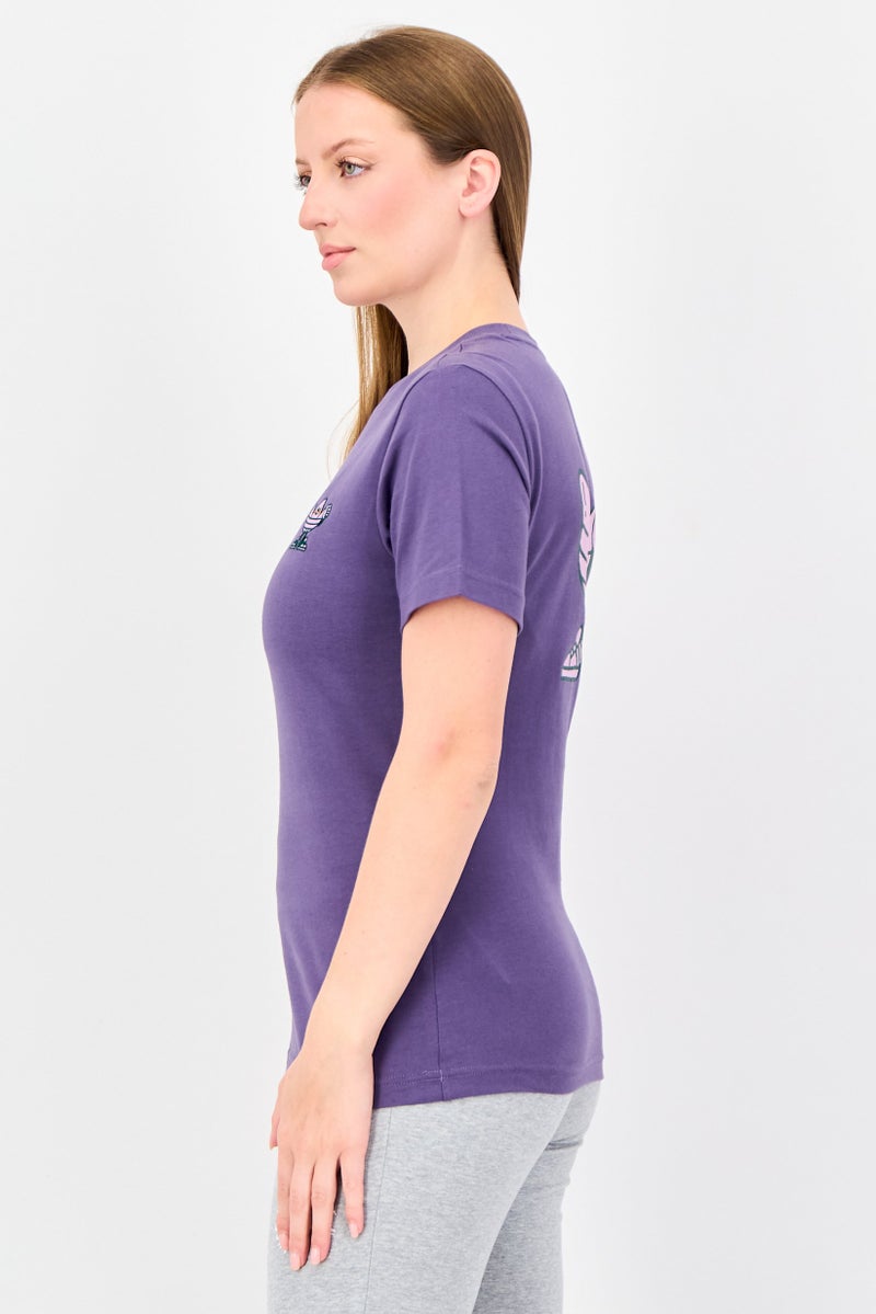 adidas Originals Women Sportswear Fit Short Sleeve Outdoor Top, Purple - Image 2