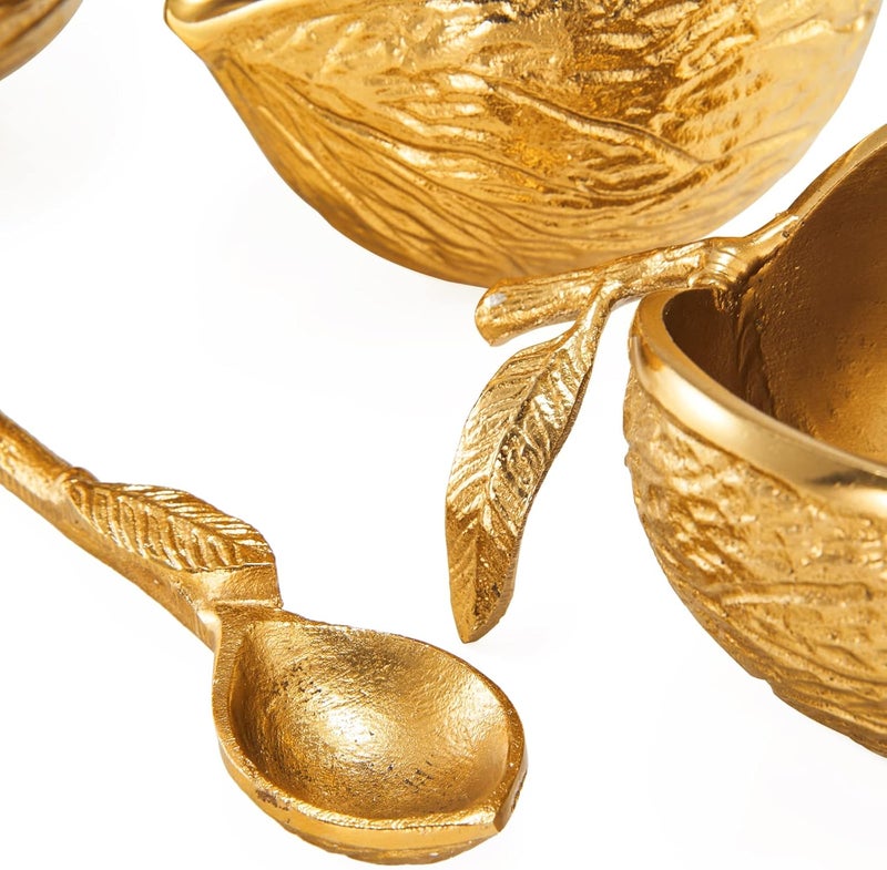 Gute Brass Gold Chestnut Decorative  Candy Bowls  Set of 3  Bright Gold Chestnuts 3 Brass Servers  Spoon  Serving Nuts Snack Tray Chip and Dip Strong Beautiful Room Accent Perfect for Entertaining  - Image 5