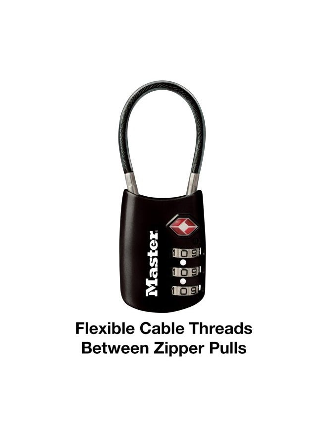 Master Lock - Black Set Your Own Combination TSA Approved Luggage Lock, Travel Lock for Backpacks, Suitcases, or Zippers, 4688D - Image 1