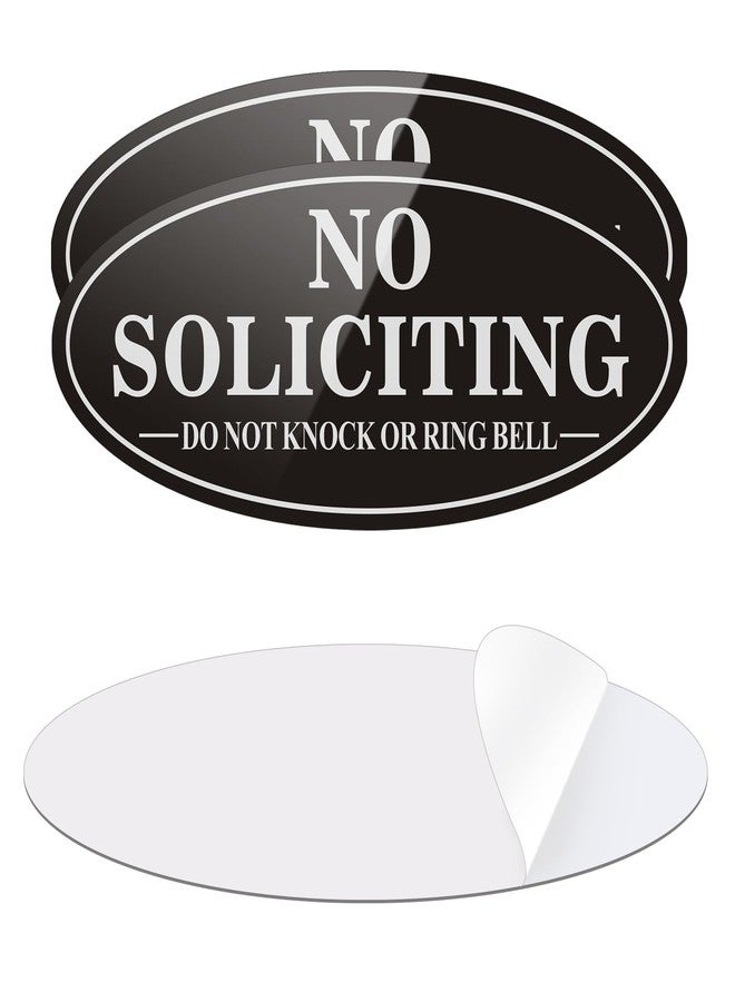 MongFun (2 Pack) No Soliciting Sign for House, Self Adhesive No Soliciting Sign for Front Door, Small No Solicitation Metal Sticker Signs for Home and Yard (Black/White, 5" x 2") - Image 1