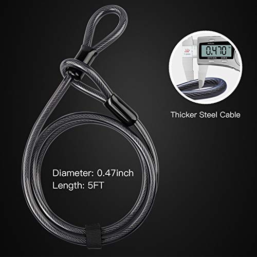 INTEKIN Bike U Lock Heavy Duty Lock, 16mm U Lock and 5ft Length Security Cable with Sturdy Mounting Bracket for Motorcycle and More, Black, Small - Image 4