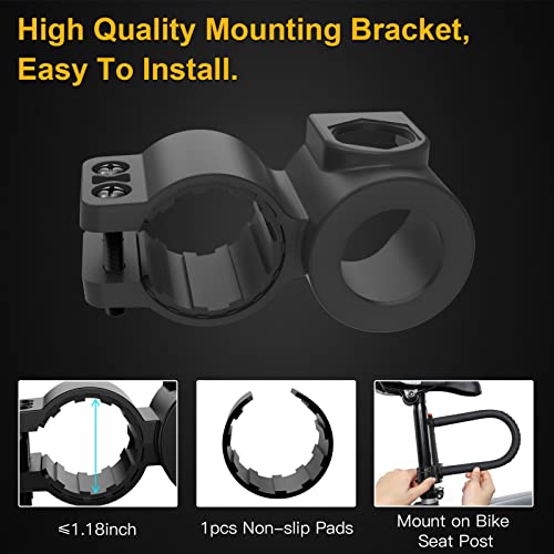 INTEKIN Bike U Lock Heavy Duty Lock, 16mm U Lock and 5ft Length Security Cable with Sturdy Mounting Bracket for Motorcycle and More, Black, Small - Image 5