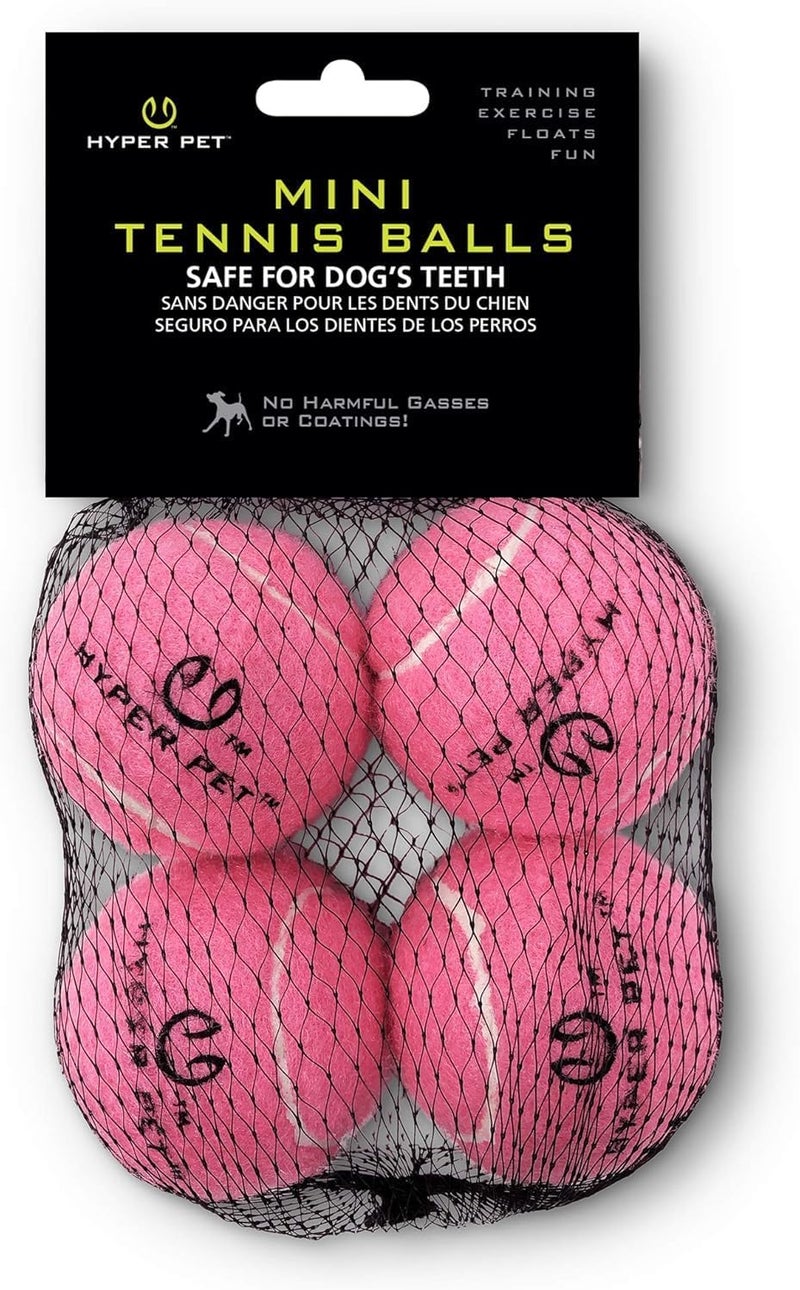Hyper Pet MINI Tennis Balls for Dogs - Safe and Fun Interactive Dog Toys for Small Breeds - 4 Pack Pink - Image 1