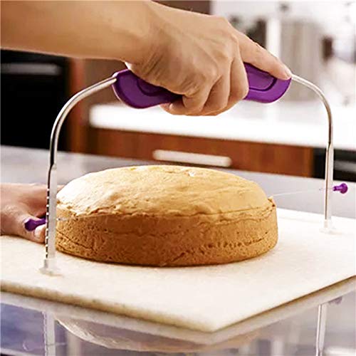 WENGTY New Adjustable Small Cake Leveler Cutter Slicer with Stainless Steel Wires and Purple Handle for Professional Baking Tools MultiColour - Image 4