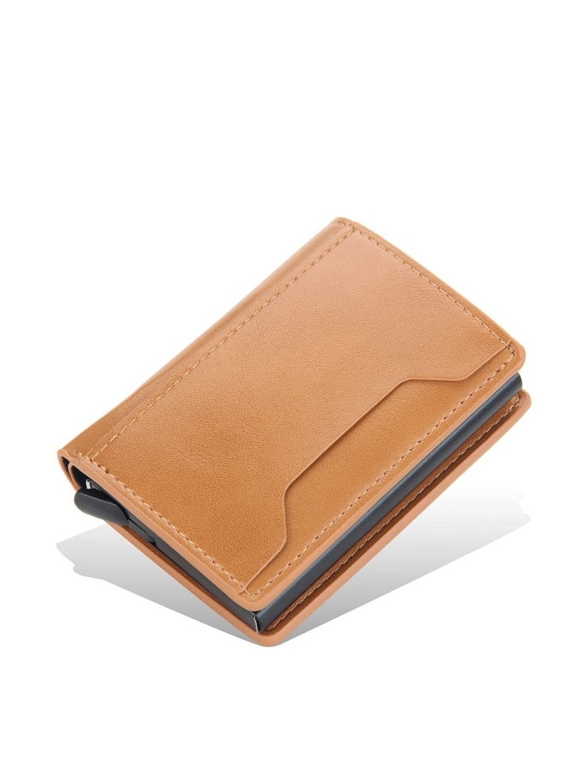 Y&D Slim Wallet for Men RFID Smart Front Pocket Minimalist Leather Antimagnetic Anti Theft Medium Deposit ID Money Bank Card Size Gift Brown  - Image 1