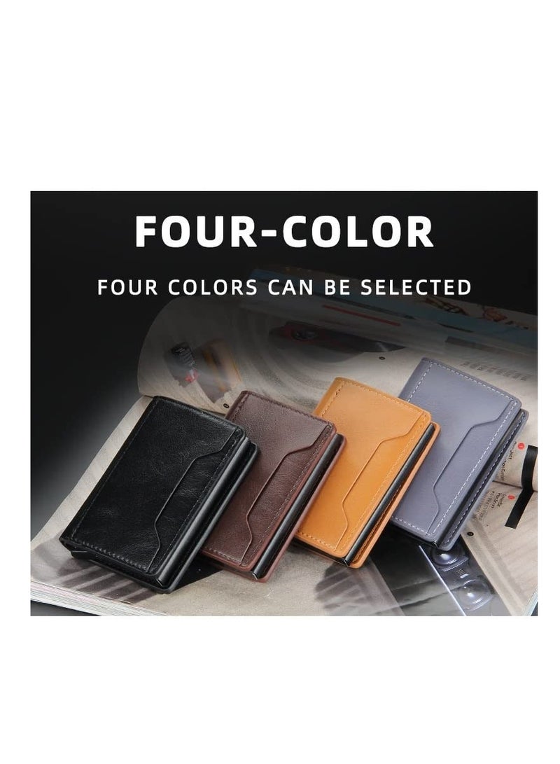 Y&D Slim Wallet for Men RFID Smart Front Pocket Minimalist Leather Antimagnetic Anti Theft Medium Deposit ID Money Bank Card Size Gift Brown  - Image 2