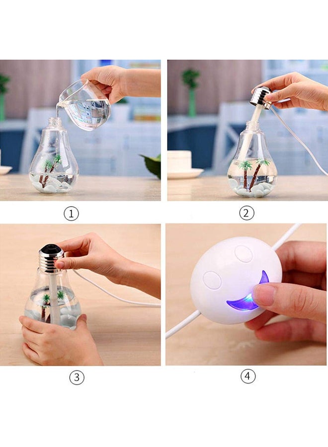 Gulfdealz Mini Bulb Shaped Humidifier With USB And LED Light Silver/Clear - Image 3