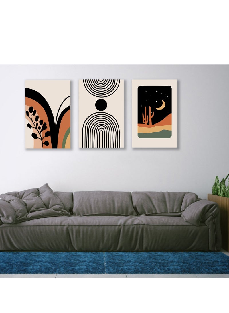 Droplyte Set Of 3 Framed Canvas Wall Arts Stretched Over Wooden Frame Paintings for Home Living Room Office Decor - Image 1