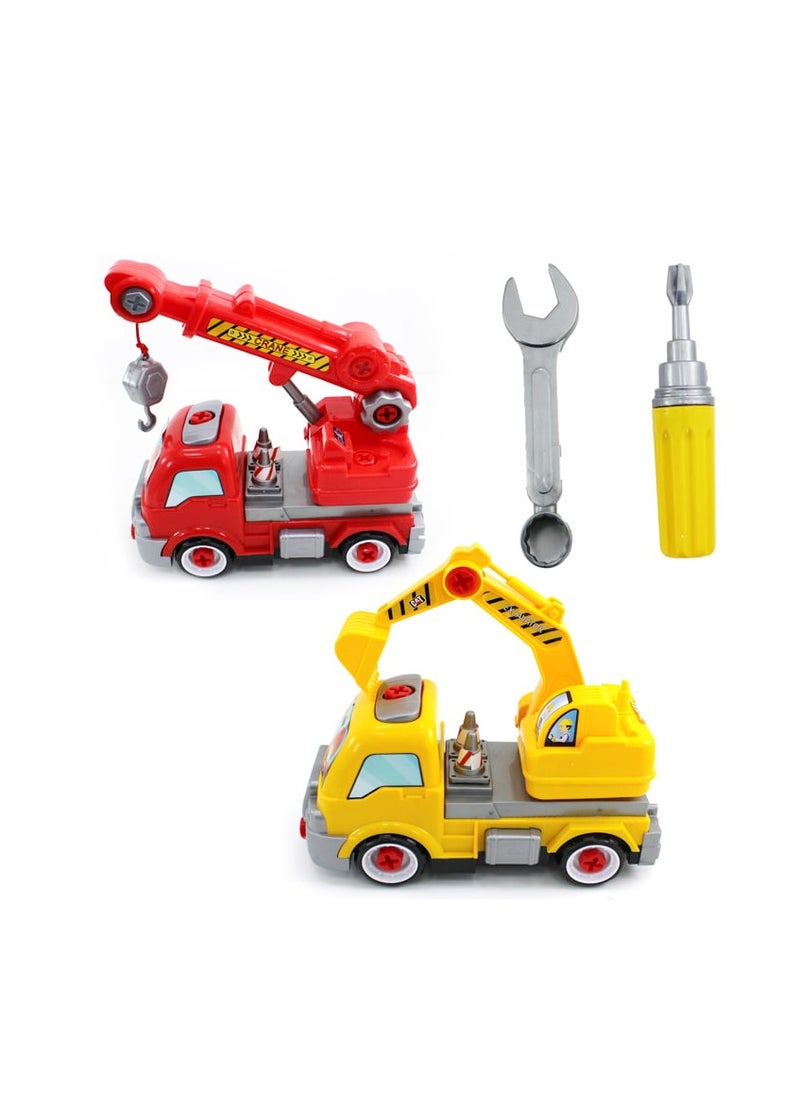 AL QADAH Plastic Road Construction Excavator + Crane Toy With Net Ages 3+ Building Adventures, One Play at a Time  - Image 1