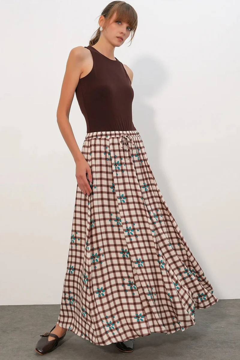 بيغ دارت BDART High-Waist Plaid Maxi Skirt