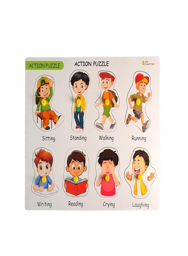 The Funny Mind Action Wooden Puzzle Toy for Kids and Toddlers | Jigsaw Puzzles for Baby Learning Educational Toys Board Game | 3D Wooden Educational Puzzles for Kids - Image 1