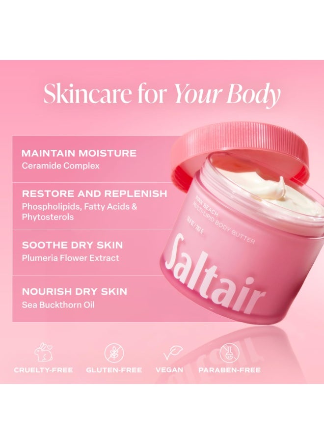 Saltair Saltair Multi-Lipid Body Butter - Rich, Nourishing Pink Beach Hydrating Body Cream with Ceramide Complex, Coconut Oil, Shea Butter, and Sea Buckthorn. Deep Moisturizing Dry Skin Care. 10oz Jar  - Image 3