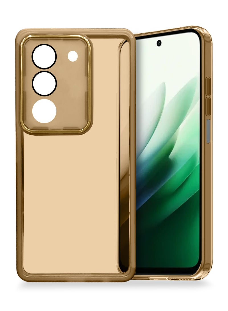 دبليو تيك غطاء خلفي بحواف كاميرا مطلية بالكهرباء - مصنوع من TPU سيليكون شفاف ناعم لحماية عدسة كاميرا Xiaomi Redmi 15 4G/5G 2025 - ذهبى - Image 1