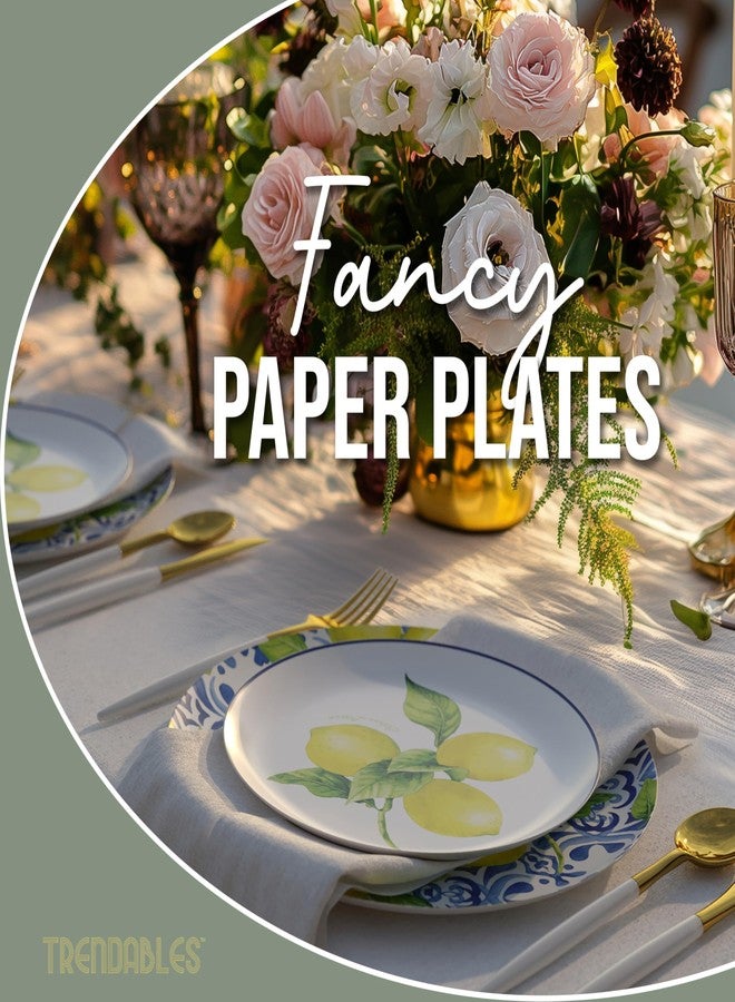 Trendables Floral Paper Plates 40 Pcs Fancy Disposable Plates for Party Set - 20 Guests 20 X 8 Small Paper Plates Dessert Plates & 20 X Large Paper Plates 10 Inch Paper Plates Bulk | Tuscan - Image 3
