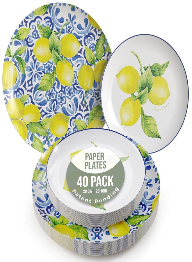 Trendables Floral Paper Plates 40 Pcs Fancy Disposable Plates for Party Set - 20 Guests 20 X 8 Small Paper Plates Dessert Plates & 20 X Large Paper Plates 10 Inch Paper Plates Bulk | Tuscan - Image 1