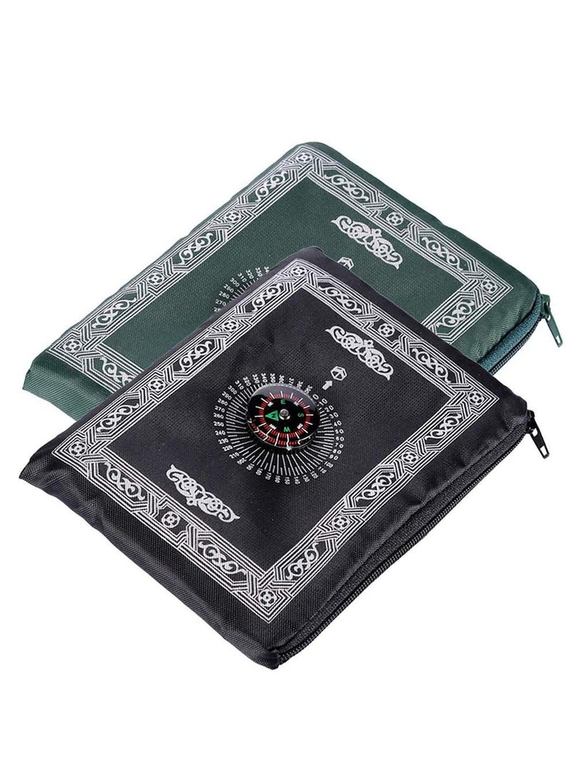 GUDOO قطعتان من سجادة الصلاة المحمولة مع بوصلة، مقاومة للماء، مصنوعة من البوليستر، مقاس 60 سم × 100 سم، مناسبة كهدايا في شهر رمضان - Image 1