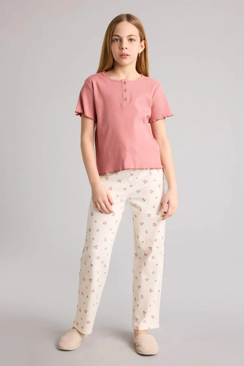 ديفاكتو Girl Ribbed Camisole 2 Piece Pyjamas Set