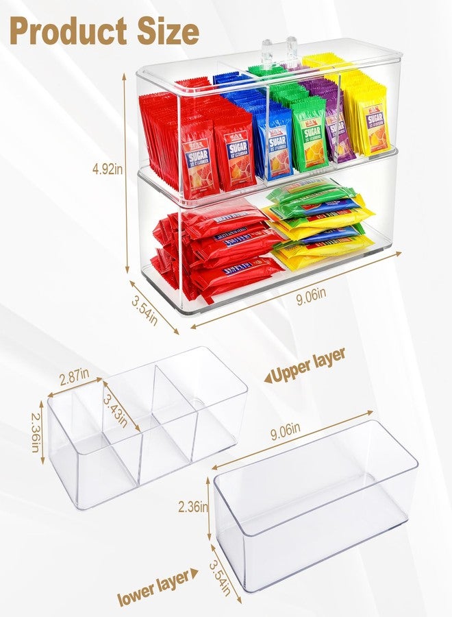Wiojtry Medicine Cabinet Organizer, Bathroom Medicine Cabinet Holder, Organizer for Drink Packet Coffee Bar Sugar Packet Tea Bag, Coffee Pod Storage 2 Tier Rectangular crylic box with Lid - Image 2