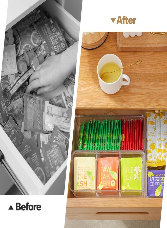 Wiojtry Medicine Cabinet Organizer, Bathroom Medicine Cabinet Holder, Organizer for Drink Packet Coffee Bar Sugar Packet Tea Bag, Coffee Pod Storage 2 Tier Rectangular crylic box with Lid - Image 5
