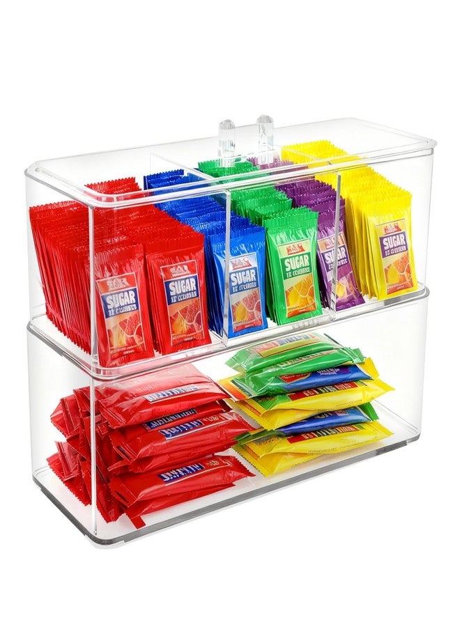 Wiojtry Medicine Cabinet Organizer, Bathroom Medicine Cabinet Holder, Organizer for Drink Packet Coffee Bar Sugar Packet Tea Bag, Coffee Pod Storage 2 Tier Rectangular crylic box with Lid - Image 1