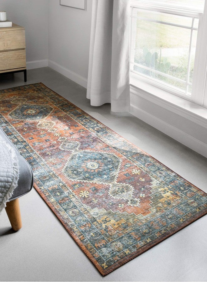 Loloi Skye Collection SKY-11 Rust/Blue 2'-6" x 10'-0" Runner Rug - Image 4