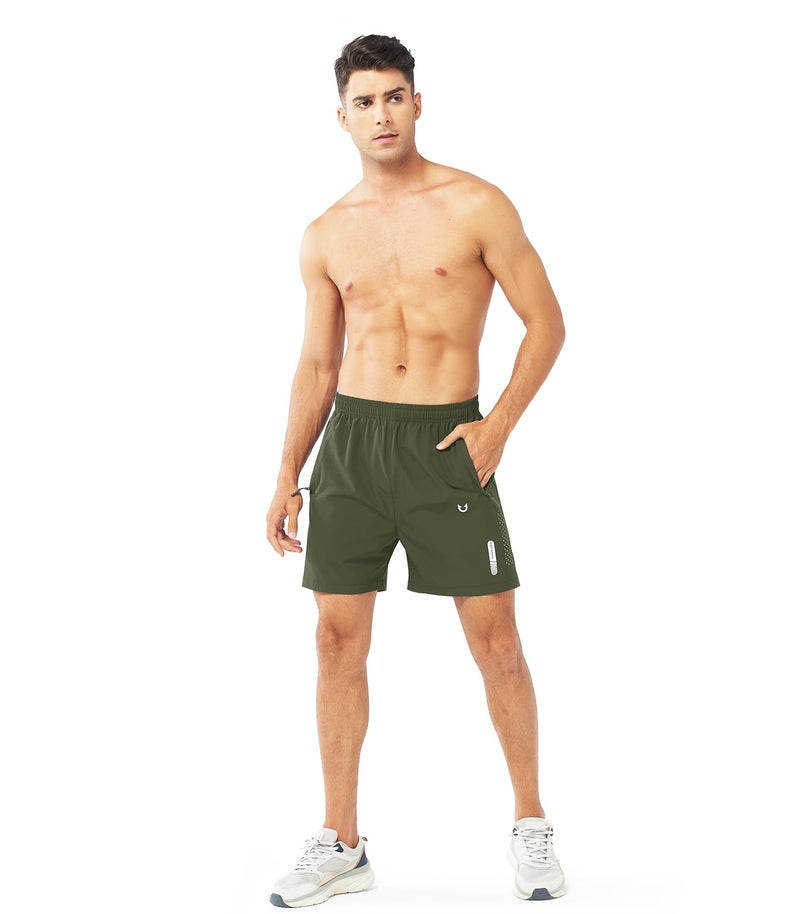 NORTHYARD Men's Athletic Running Shorts Gym Workout Shorts 7"/ 9"/ 5" Quick Dry Lightweight Sports Basketball Exercise Tennis Exercise ARMYGREEN-5inch L - Image 5