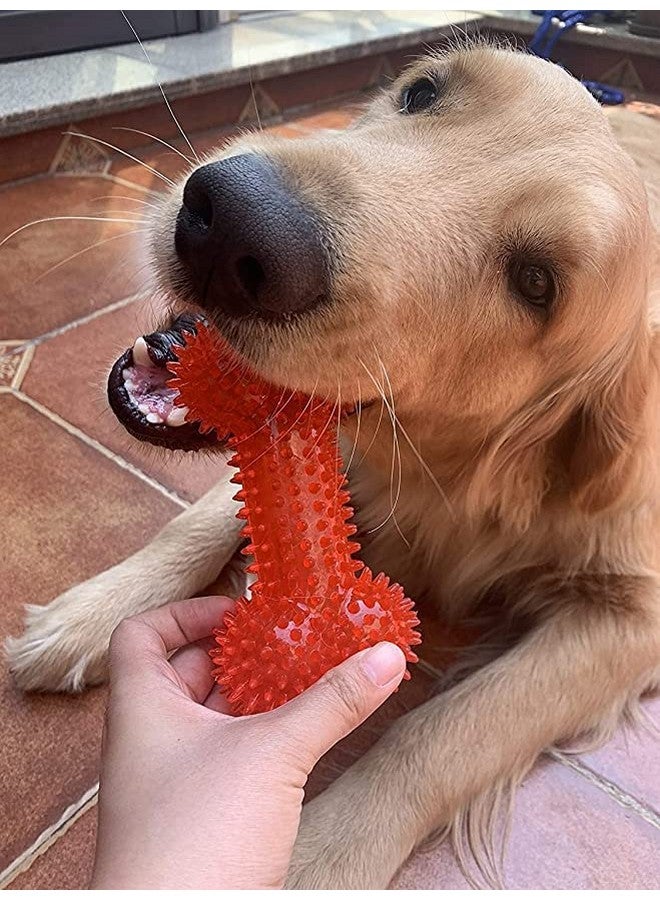 مجموعة ألعاب صرير للكلاب مكونة من كرة مسننة غير سامة وعظام مسننة وحلقات للكلاب (عبوة من 3 قطع) - Image 3