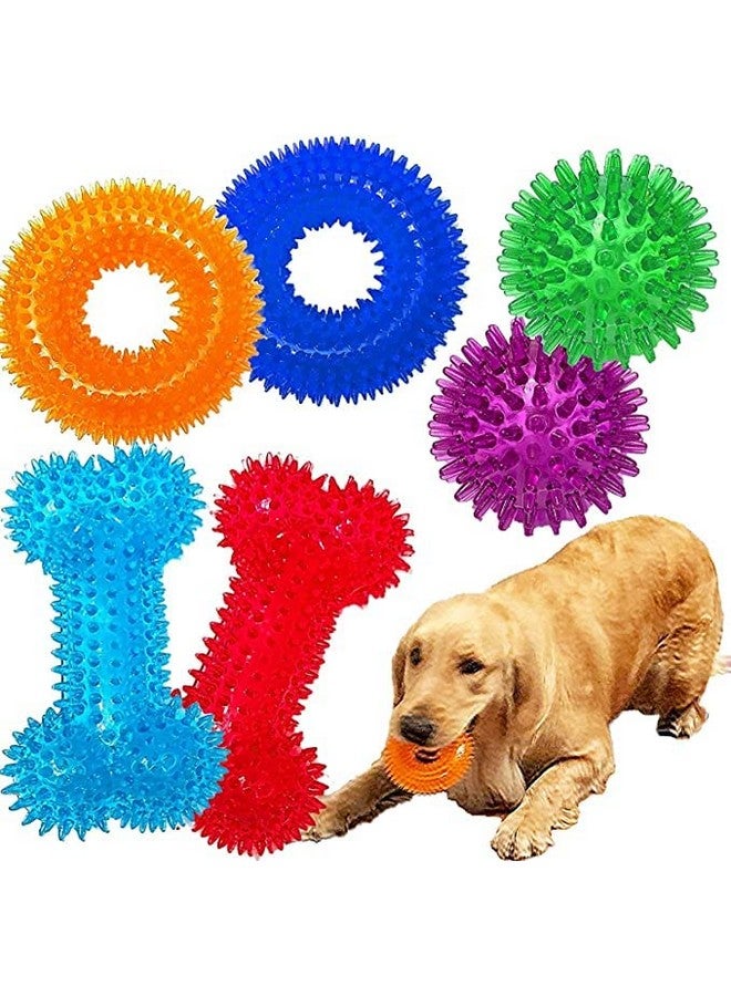 مجموعة ألعاب صرير للكلاب مكونة من كرة مسننة غير سامة وعظام مسننة وحلقات للكلاب (عبوة من 3 قطع) - Image 1