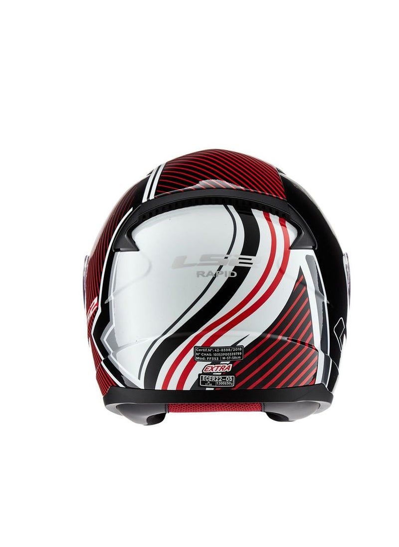 LS2 HELMETS LS2 HELMET FF353 RAPID Full Face Racing Helmet - Size XXL - Color Extra White Red  - Image 2